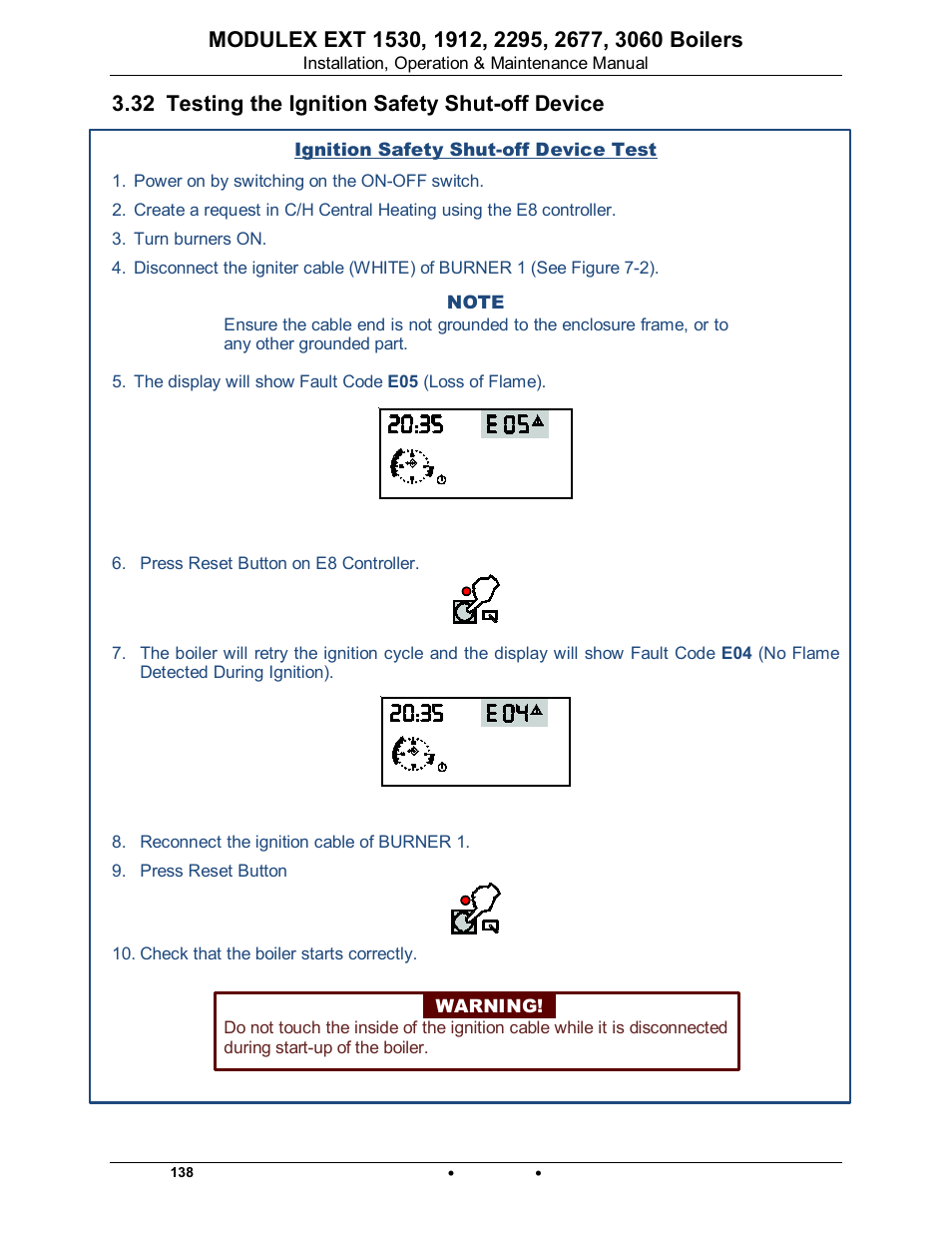 32 testing the ignition safety shut-off device, Modulex ext | AERCO Modulex EXT 1530 - 3060 User Manual | Page 60 / 138