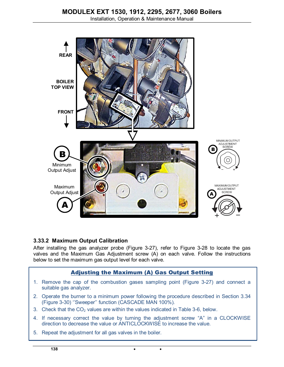 2 maximum output calibration, Modulex ext | AERCO Modulex EXT 1530 - 3060 User Manual | Page 62 / 138