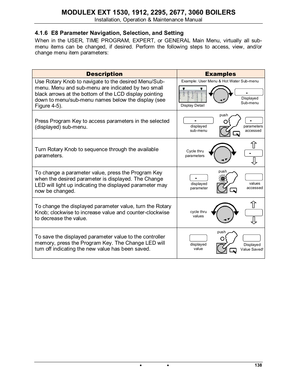 6 e8 parameter navigation, selection, and setting, Modulex ext | AERCO Modulex EXT 1530 - 3060 User Manual | Page 77 / 138