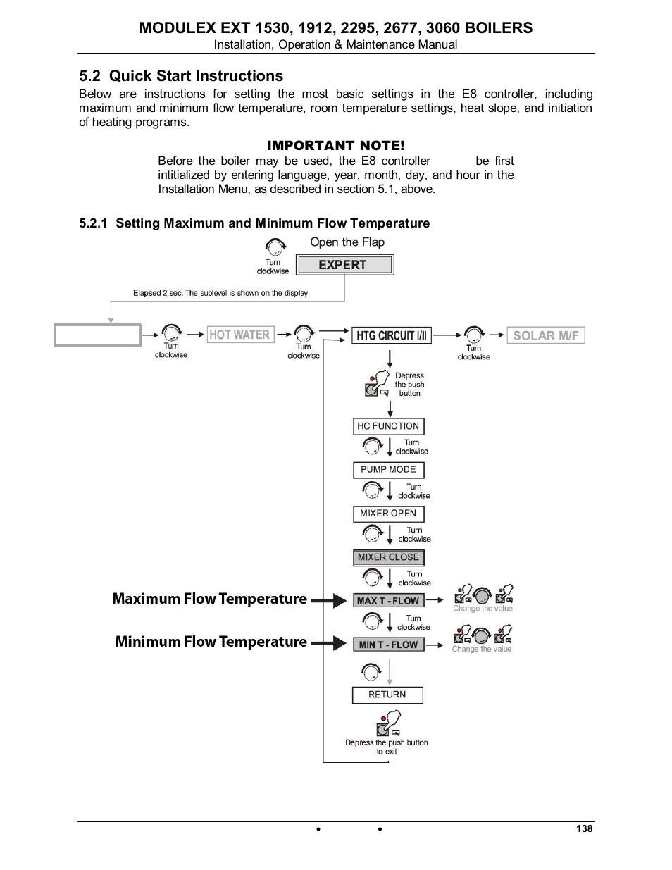 2 quick start instructions, 1 setting maximum and minimum flow temperature, Modulex ext | AERCO Modulex EXT 1530 - 3060 User Manual | Page 83 / 138