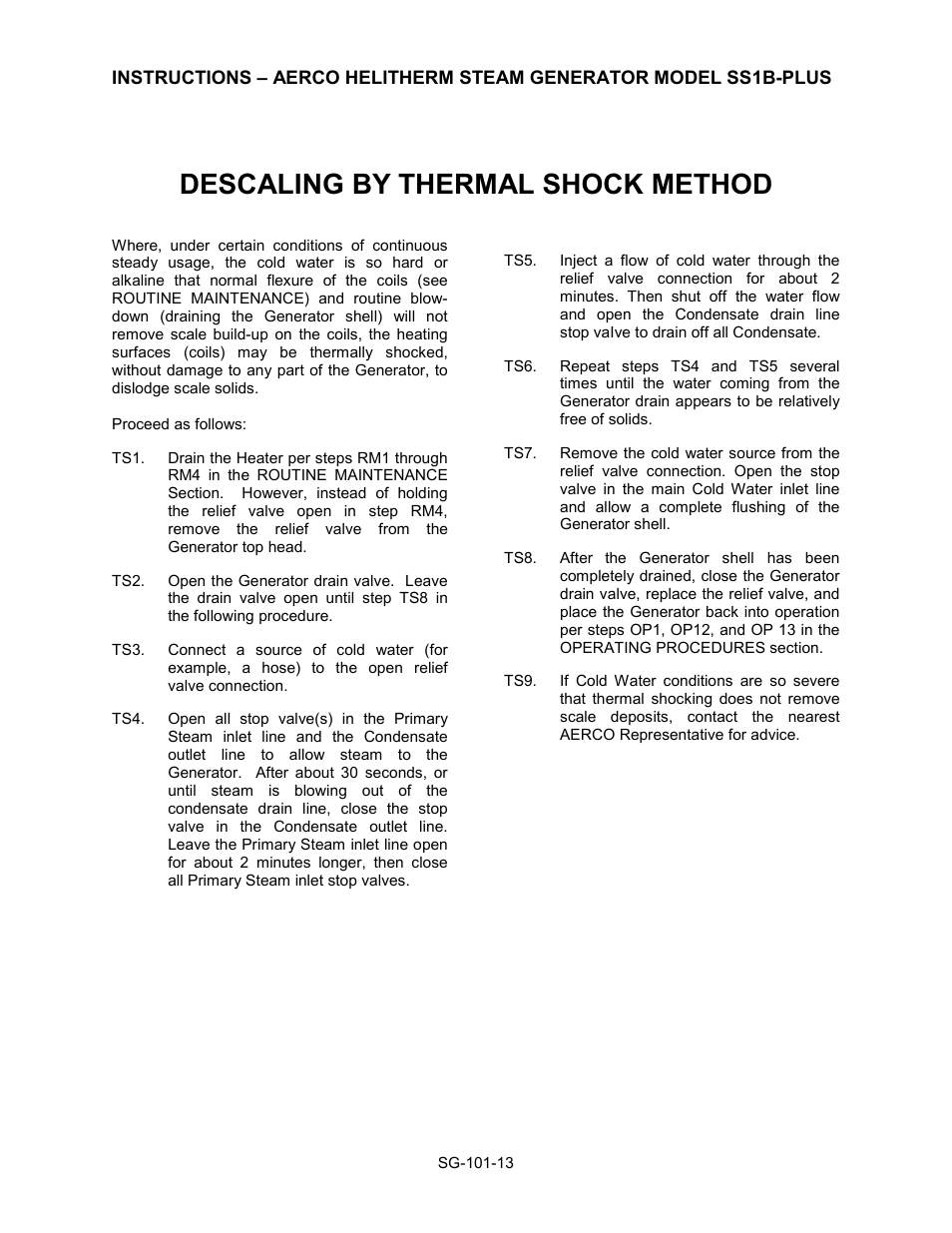 Descaling by thermal shock method | AERCO Steam Generator User Manual | Page 15 / 25