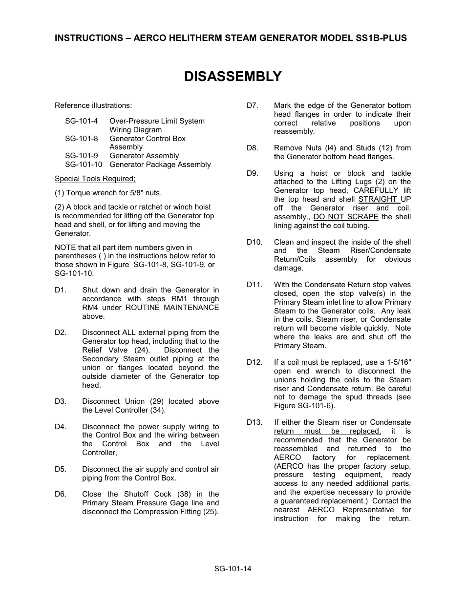 Disassembly | AERCO Steam Generator User Manual | Page 16 / 25