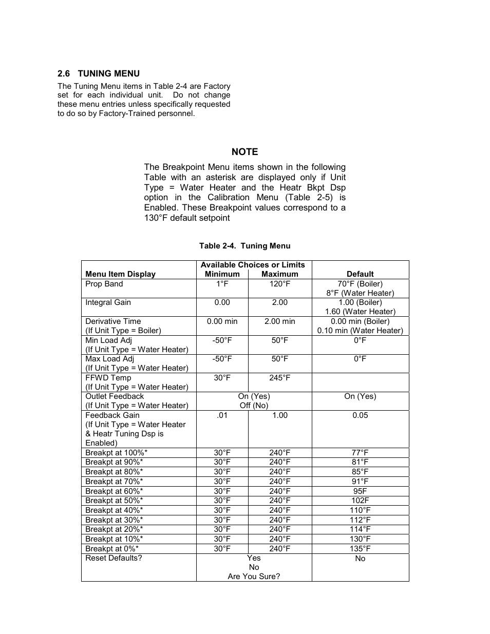 6 tuning menu, C-more control panel operation | AERCO C-More Controls User Manual | Page 14 / 98