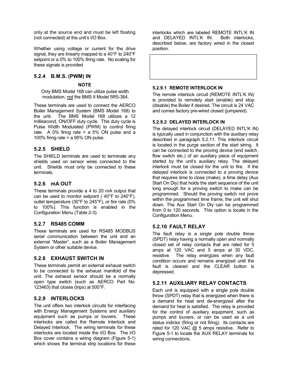 4 b.m.s. (pwm) in, 5 shield, 6 ma out | 7 rs485 comm, 8 exhaust switch in, 9 interlocks, 10 fault relay, 11 auxiliary relay contacts, C-more control panel operation | AERCO C-More Controls User Manual | Page 29 / 98