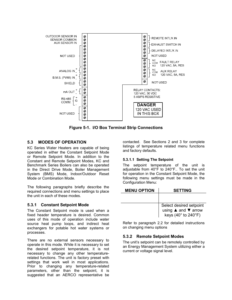 1 constant setpoint mode, 2 remote setpoint modes, C-more control panel operation | AERCO C-More Controls User Manual | Page 30 / 98