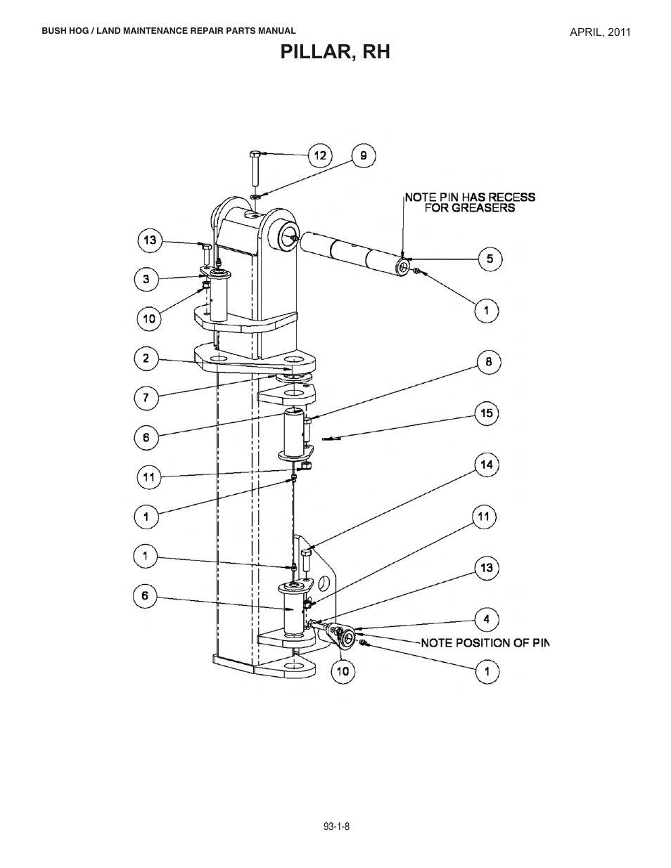 Pillar, rh | Bush Hog RMB 1865 User Manual | Page 14 / 67