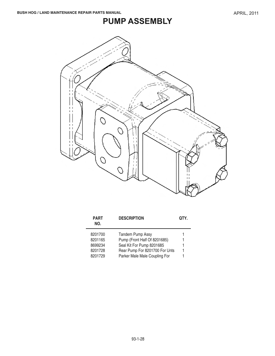 Pump assembly | Bush Hog RMB 1865 User Manual | Page 34 / 67