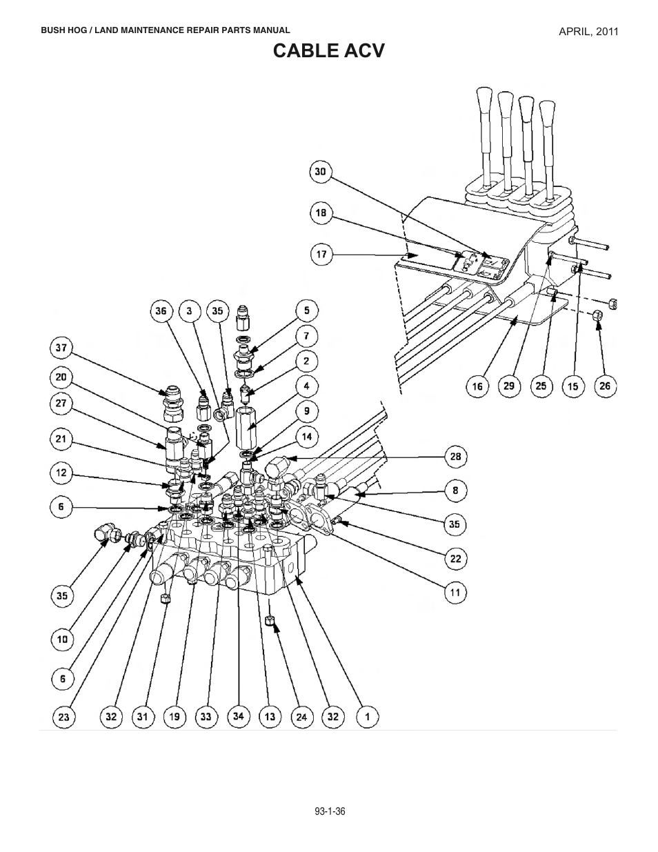 Cable acv | Bush Hog RMB 1865 User Manual | Page 42 / 67