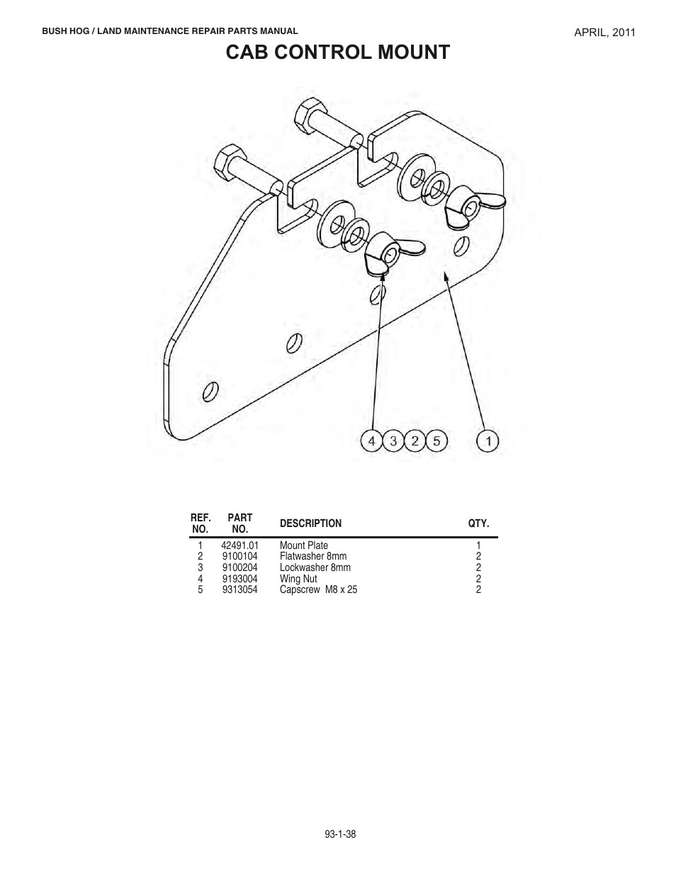 Cab control mount | Bush Hog RMB 1865 User Manual | Page 44 / 67