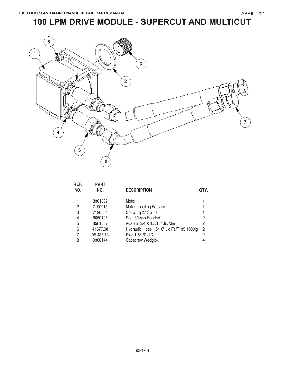 100 lpm drive module - supercut and multicut | Bush Hog RMB 1865 User Manual | Page 50 / 67