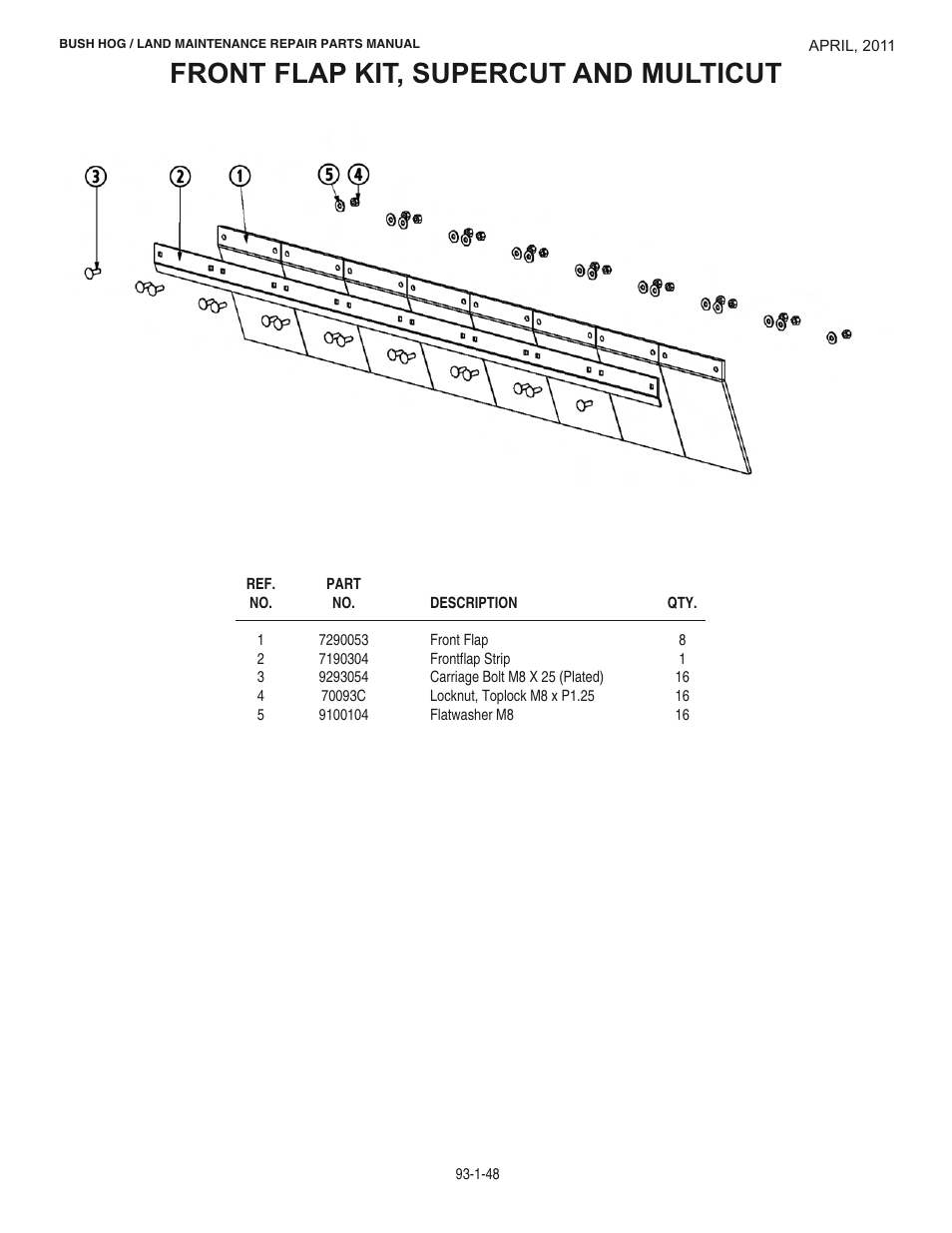 Front flap kit, supercut and multicut | Bush Hog RMB 1865 User Manual | Page 54 / 67