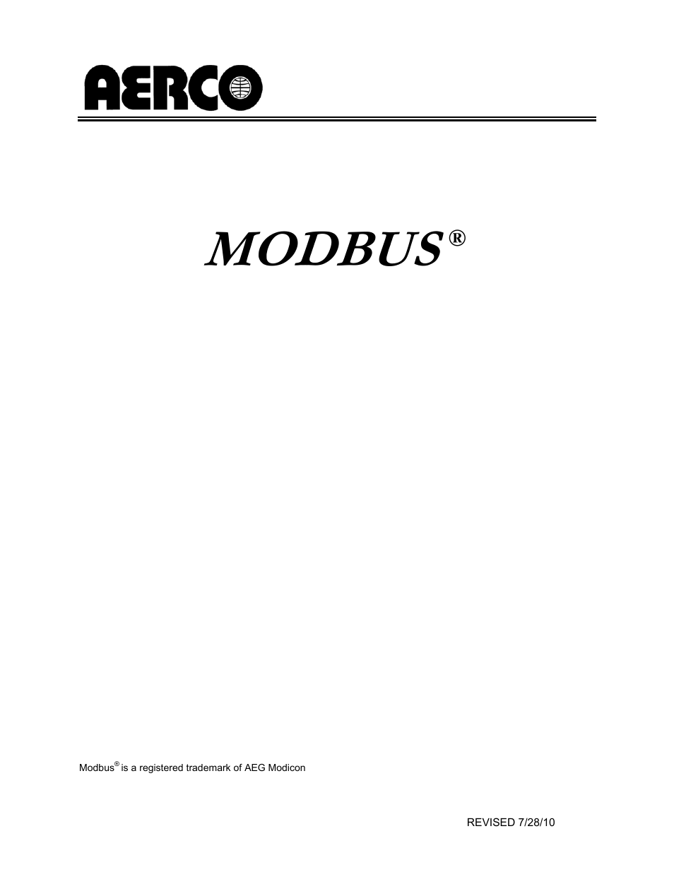 AERCO Modbus Communications Manual for ECS User Manual | 12 pages
