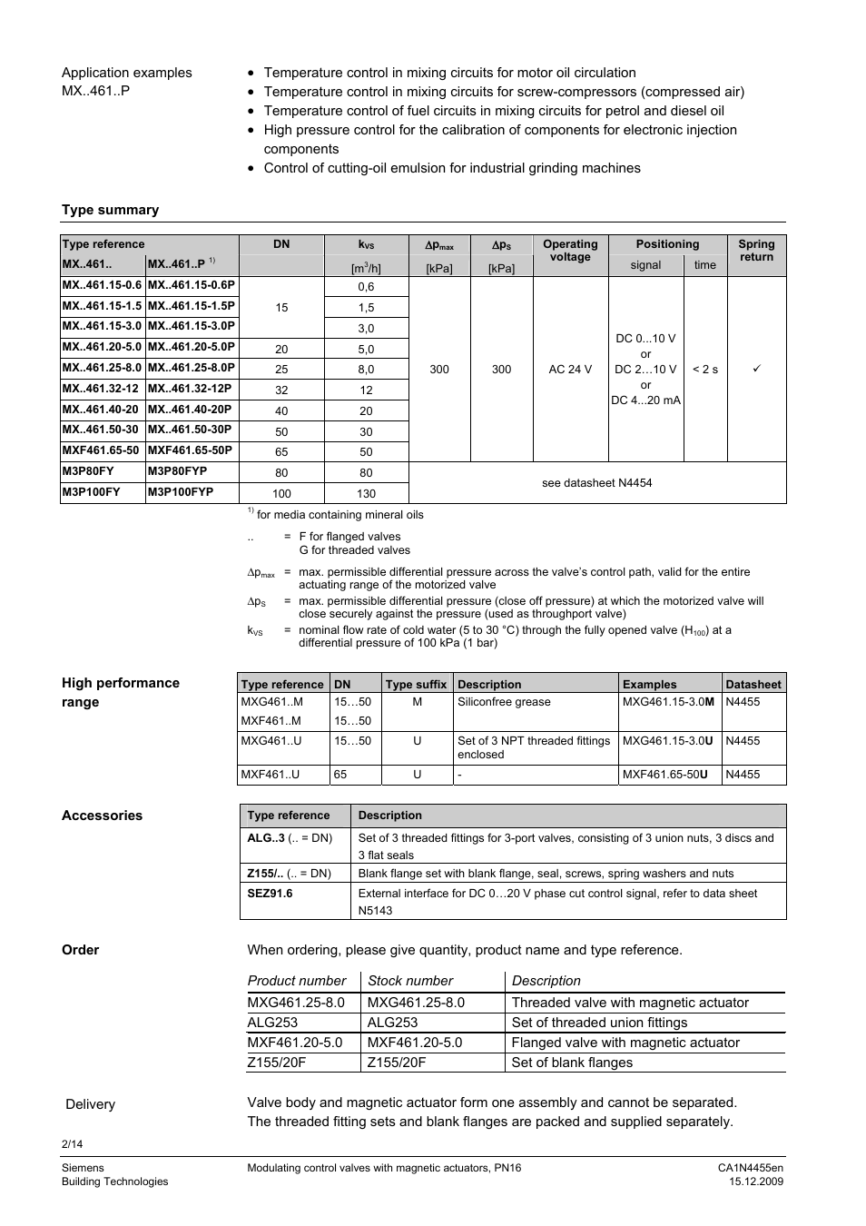 AERCO MXG-461 Series Control Valve - Manufactured by Siemens User Manual | Page 2 / 14