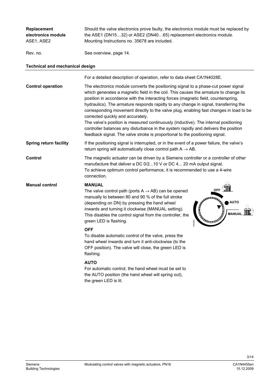 AERCO MXG-461 Series Control Valve - Manufactured by Siemens User Manual | Page 3 / 14