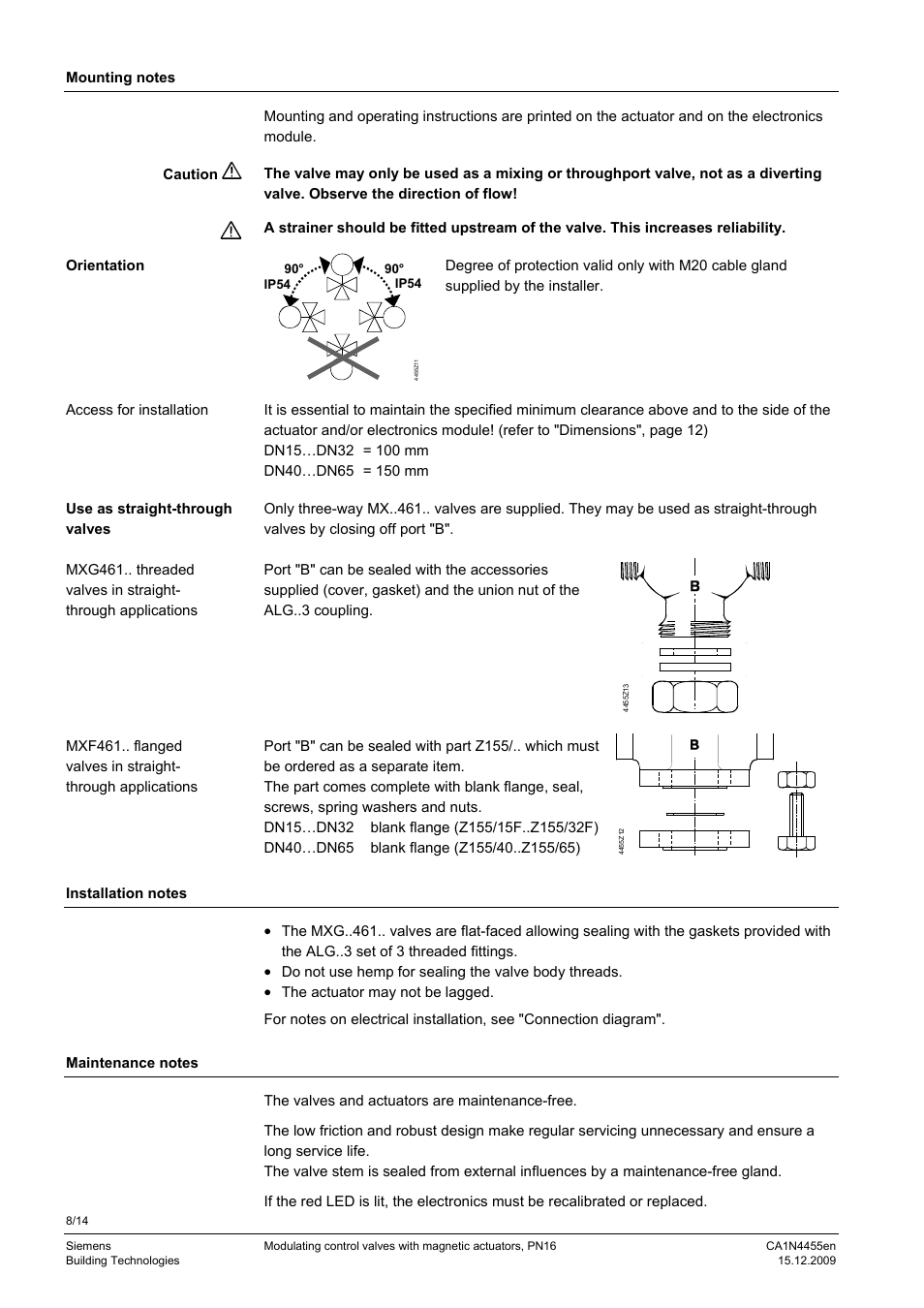 AERCO MXG-461 Series Control Valve - Manufactured by Siemens User Manual | Page 8 / 14
