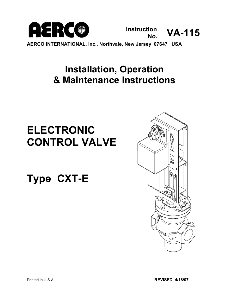 AERCO Electronic Control Valve User Manual | 42 pages