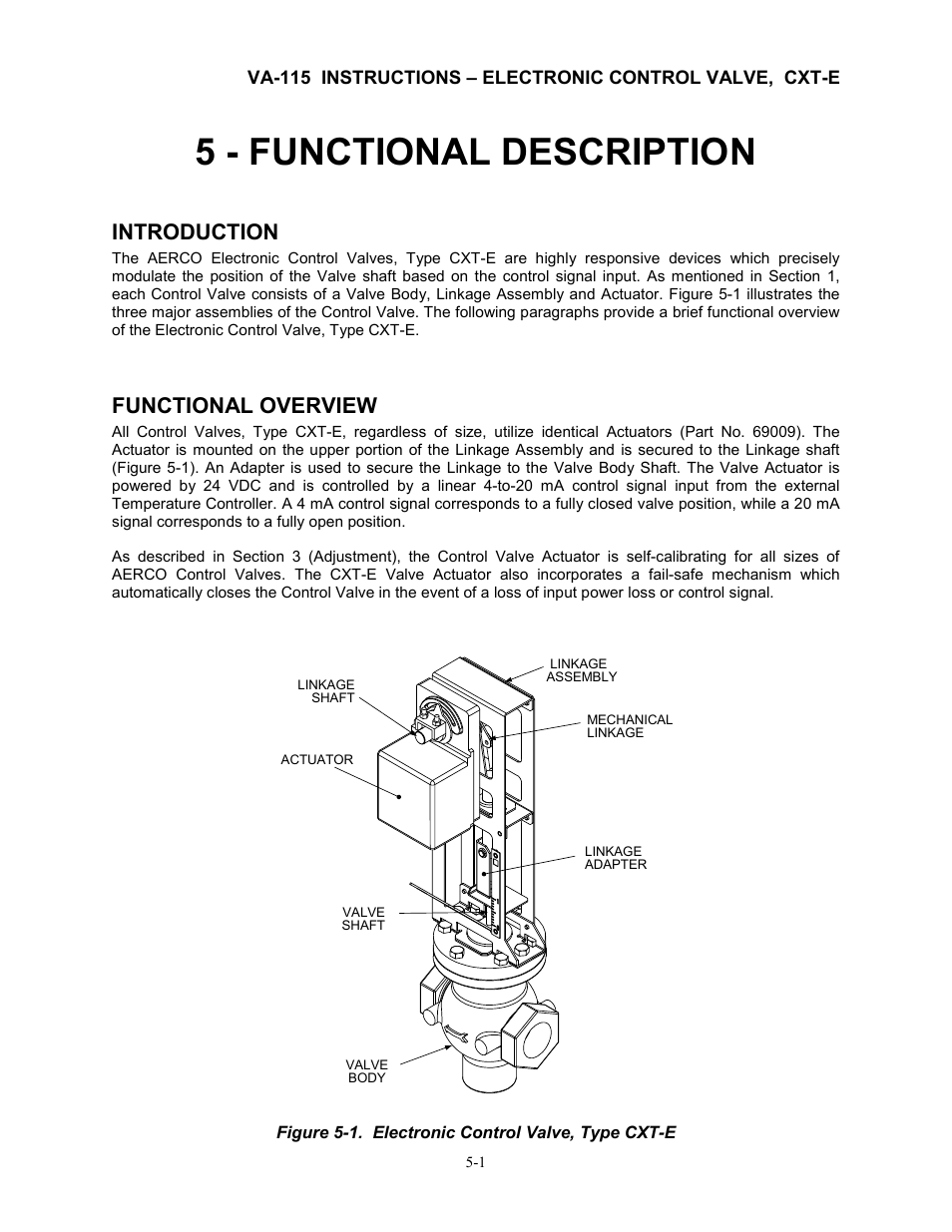 5 - functional description, Introduction, Functional overview | AERCO Electronic Control Valve User Manual | Page 17 / 42