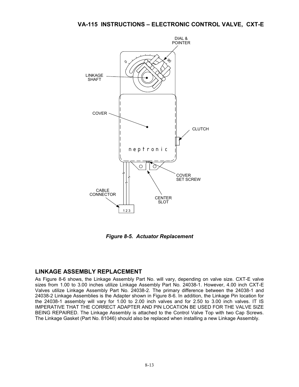 Neptronic, Linkage assembly replacement | AERCO Electronic Control Valve User Manual | Page 37 / 42