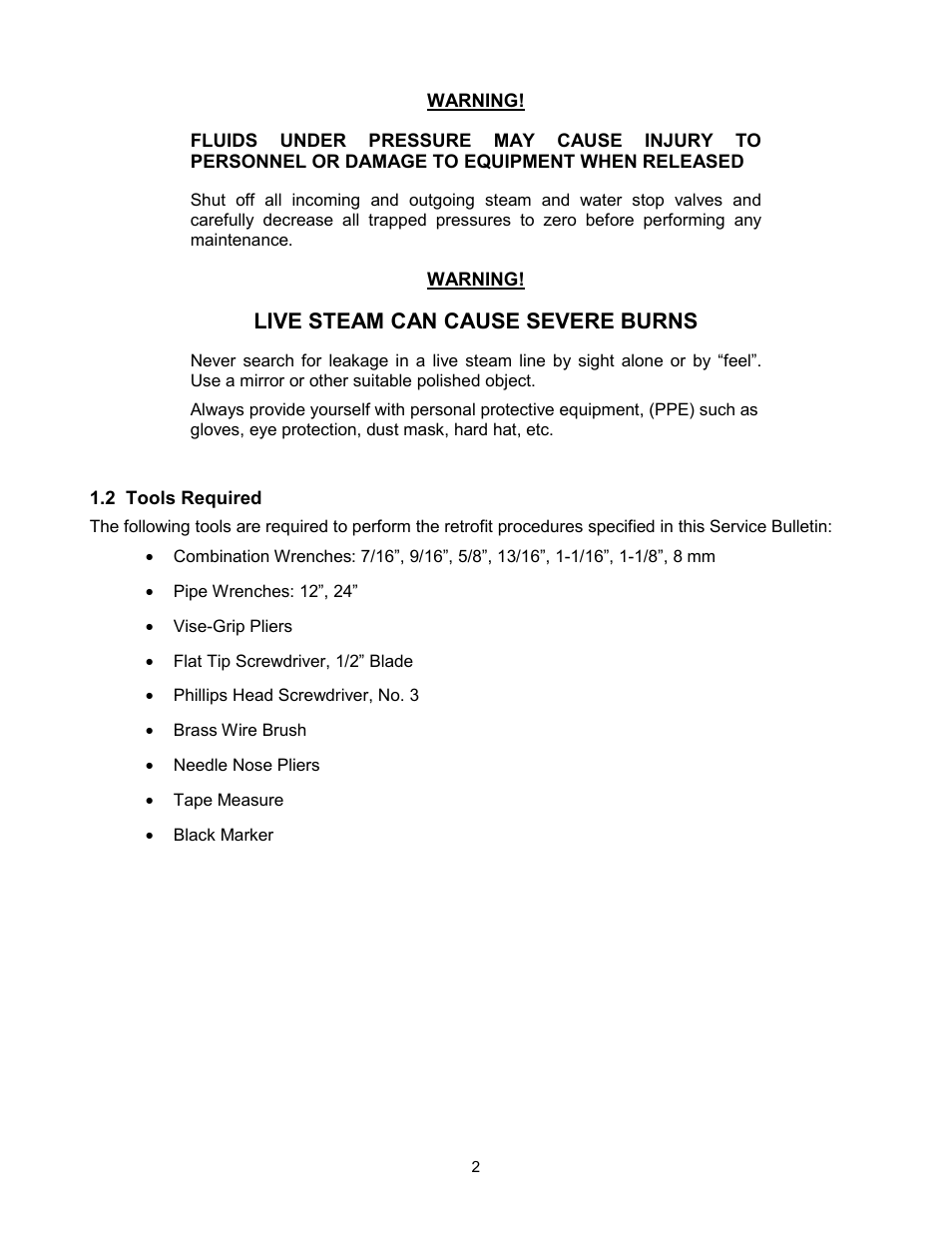 Live steam can cause severe burns | AERCO ECS Retrofit User Manual | Page 2 / 82