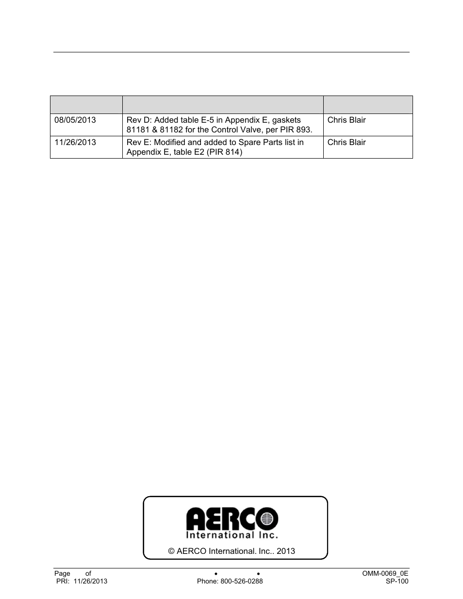 Change log | AERCO SmartPlate User Manual | Page 138 / 138