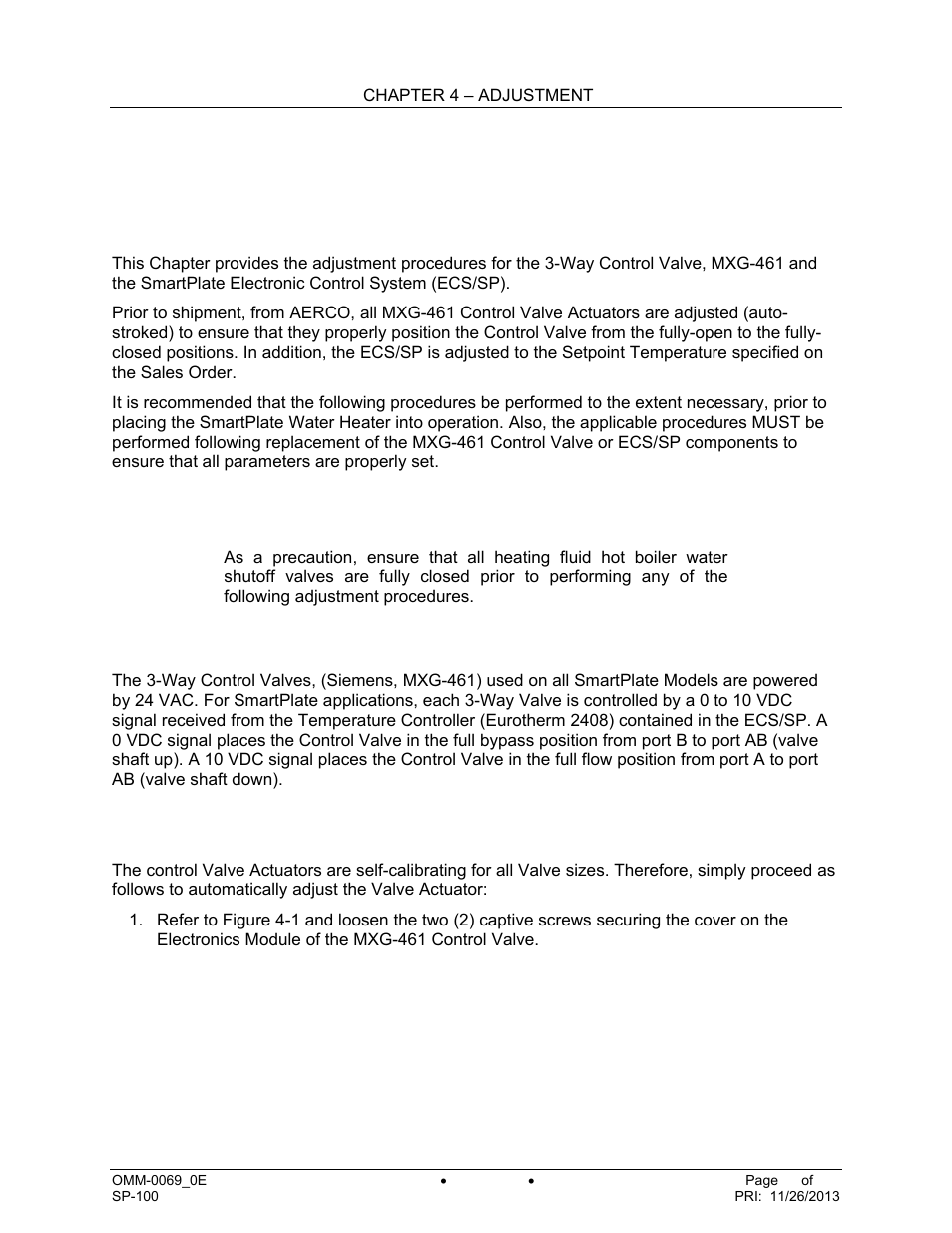 Chapter 4. adjustment | AERCO SmartPlate User Manual | Page 25 / 138