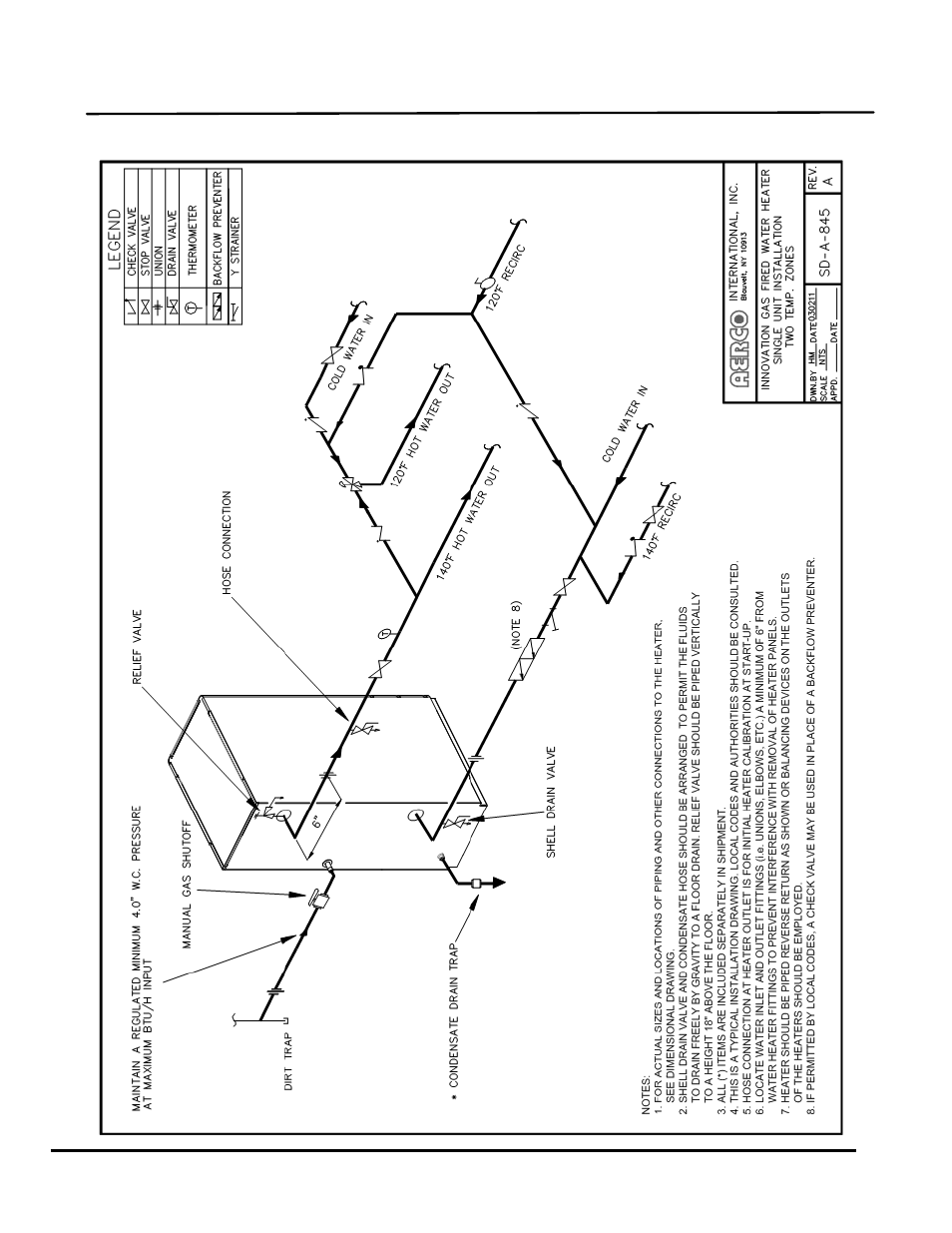 Innovation series water heaters gf-128, Piping drawings | AERCO Innovation (G-10-1350 to G-11-0563) User Manual | Page 125 / 200