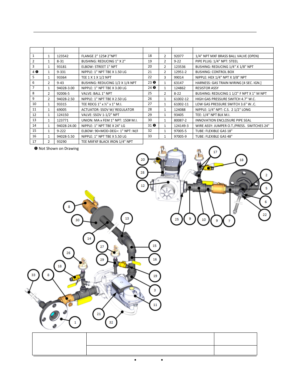 Innovation 1350 fm gas train, Appendix e – parts list drawings, Sheet 1 of 1 | AERCO Innovation (G-14-2265 and above) User Manual | Page 158 / 206