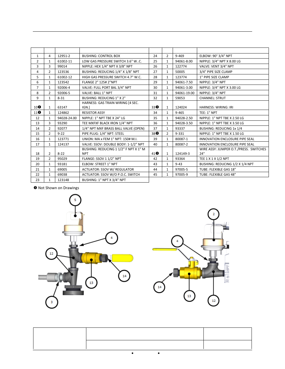 Innovation 1350 dbb gas train, Appendix e – parts list drawings, Sheet 1 of 2 | AERCO Innovation (G-14-2265 and above) User Manual | Page 165 / 206