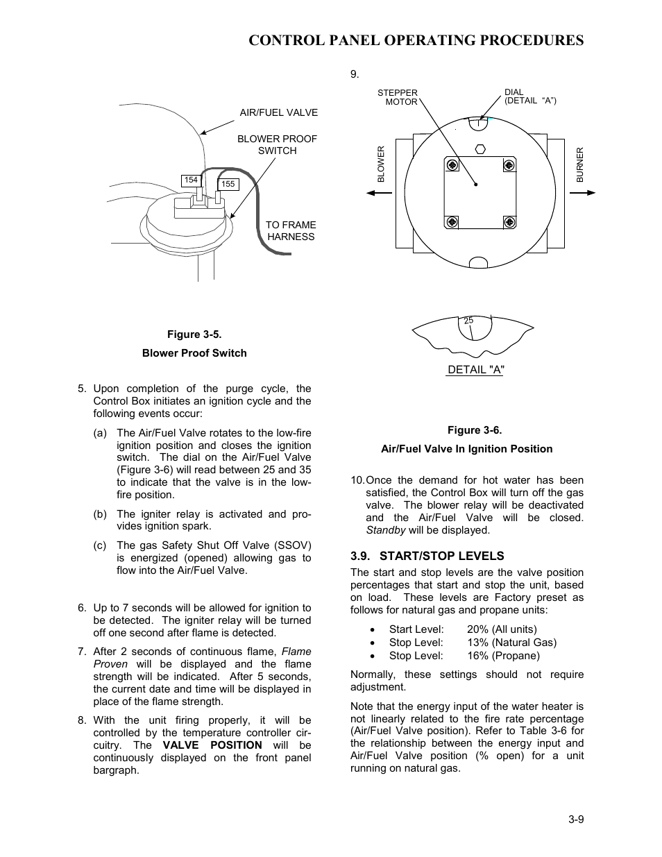 Start/stop levels, Control panel operating procedures | AERCO KC1000 Heater Mar 2011 User Manual | Page 27 / 117