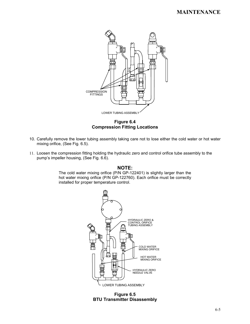 Figure 6.4, Compression fitting locations, Figure 6.5 | Btu transmitter disassembly, Maintenance | AERCO KC1000 Heater Mar 2011 User Manual | Page 49 / 117