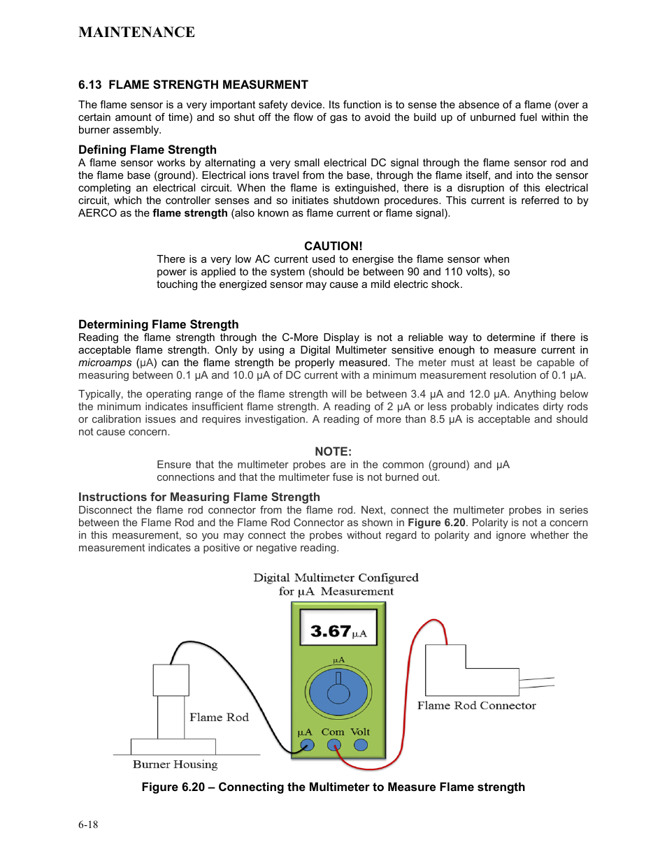 13 flame strength measurment, Maintenance | AERCO KC1000 Heater Mar 2011 User Manual | Page 62 / 117