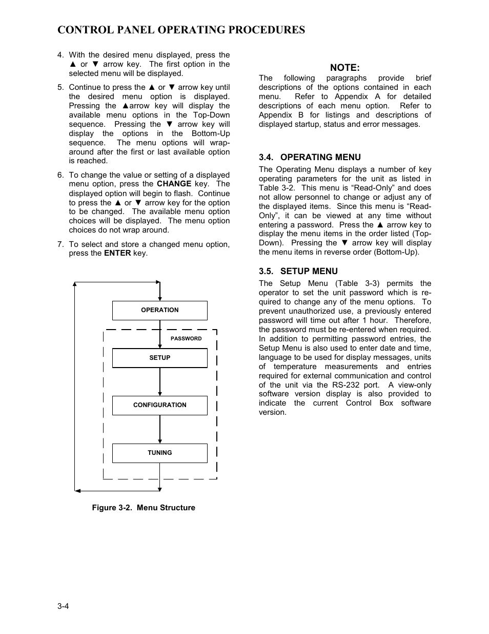 Operating menu, Setup menu, Control panel operating procedures | AERCO KC Series Equipped with C-More version 3.04 User Manual | Page 24 / 110