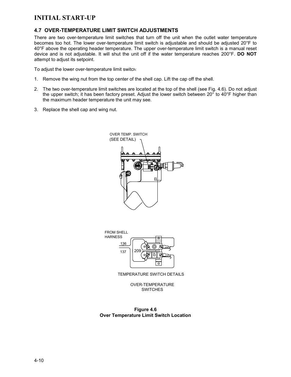 7 over-temperature limit switch adjustments, Figure 4.6, Over temperature limit switch location | Initial start-up | AERCO KC Series Equipped with C-More version 3.04 User Manual | Page 40 / 110