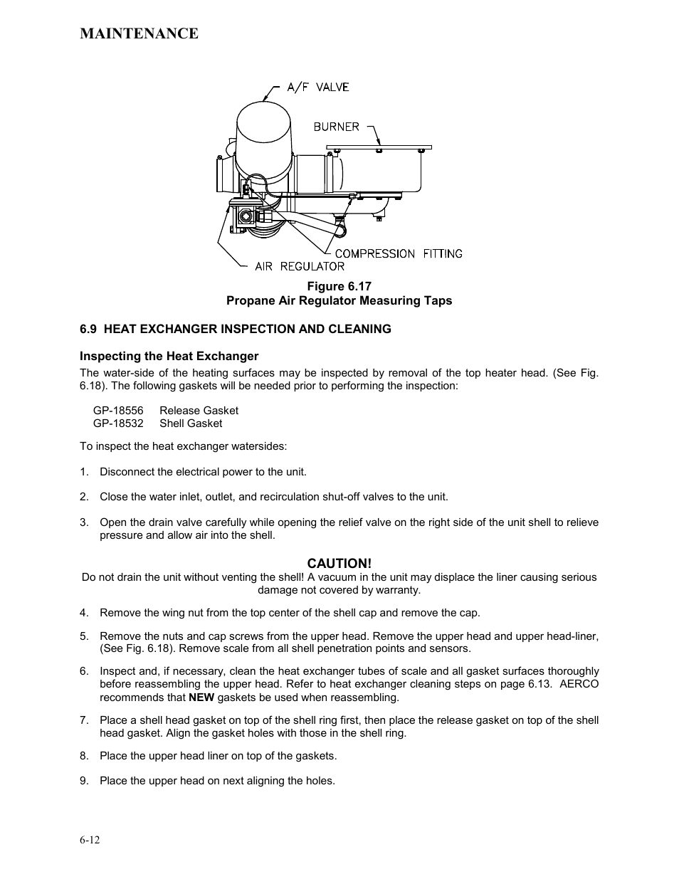 Figure 6.17, Propane air regulator measuring taps, 9 heat exchanger inspection and cleaning | Maintenance | AERCO KC Series Equipped with C-More version 3.04 User Manual | Page 59 / 110