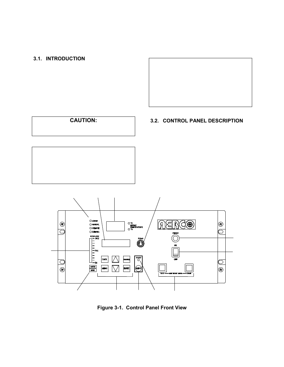Kc-h-ch3-11-25-08, Section 3 - control panel operating procedures, Introduction | Control panel description, Control panel operating procedures | AERCO KC1000 Heater 2002 User Manual | Page 19 / 106