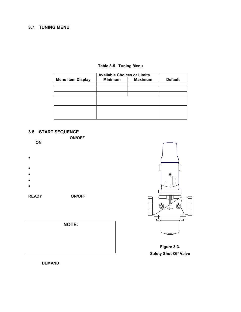 Tuning menu, Start sequence, Control panel operating procedures | AERCO KC1000 Heater 2002 User Manual | Page 25 / 106