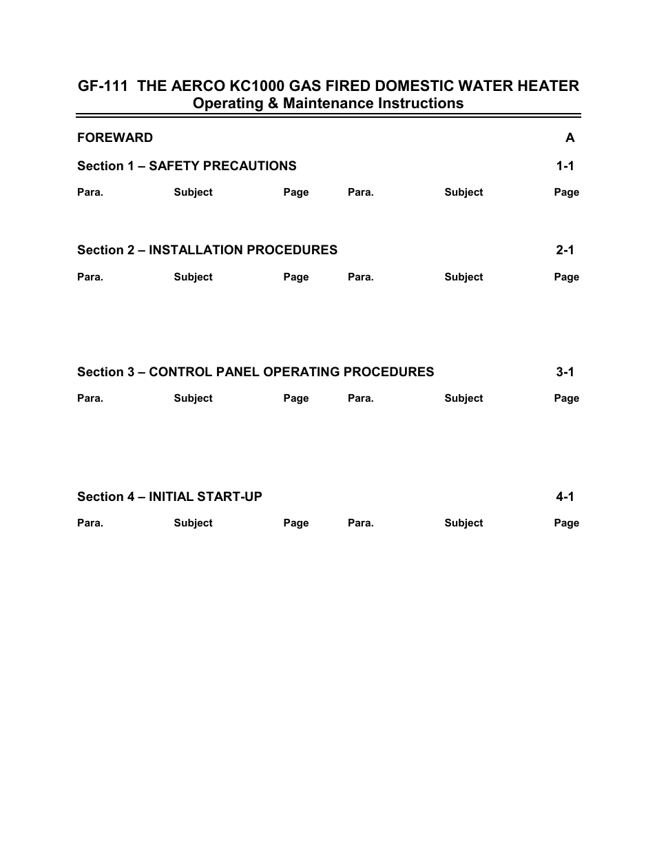 AERCO KC1000 Heater 2002 User Manual | Page 3 / 106