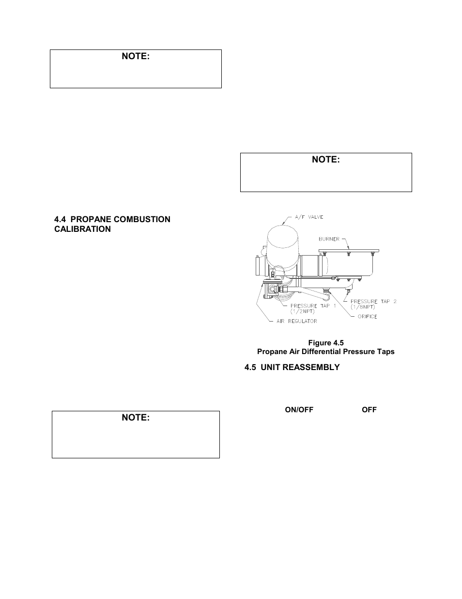 4 propane combustion calibration, Figure 4.5, Propane air differential pressure taps | Initial start-up | AERCO KC1000 Heater 2002 User Manual | Page 33 / 106