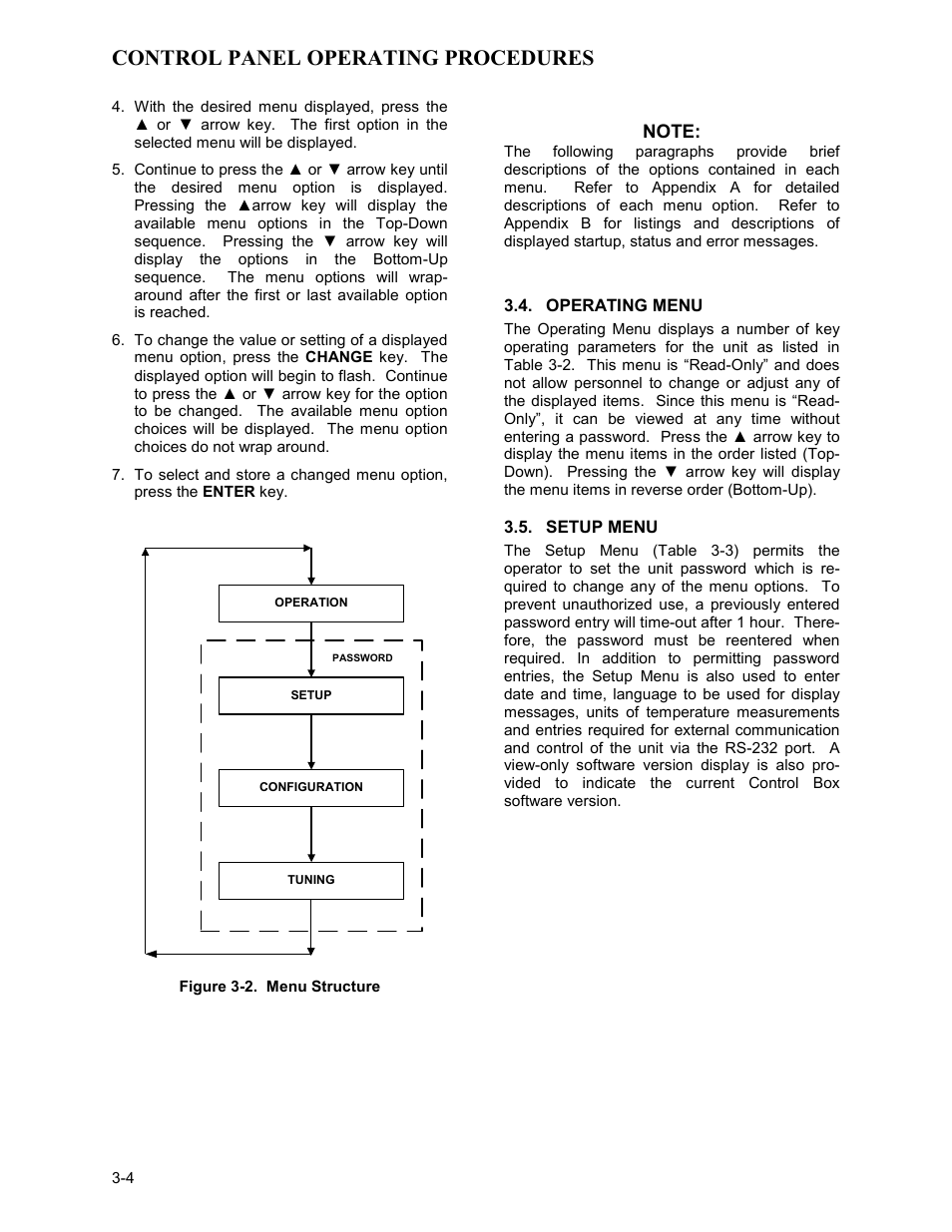 Operating menu, Setup menu, Control panel operating procedures | AERCO KC Series Equipped with C-More Controller for Massachusetts Only User Manual | Page 24 / 98