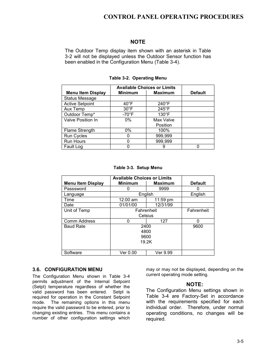 Configuration menu, Control panel operating procedures | AERCO KC Series Equipped with C-More Controller for Massachusetts Only User Manual | Page 25 / 98