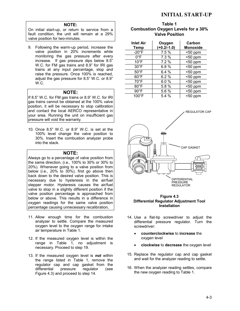 Figure 4.3, Initial start-up | AERCO KC Series Equipped with C-More Controller for Massachusetts Only User Manual | Page 33 / 98