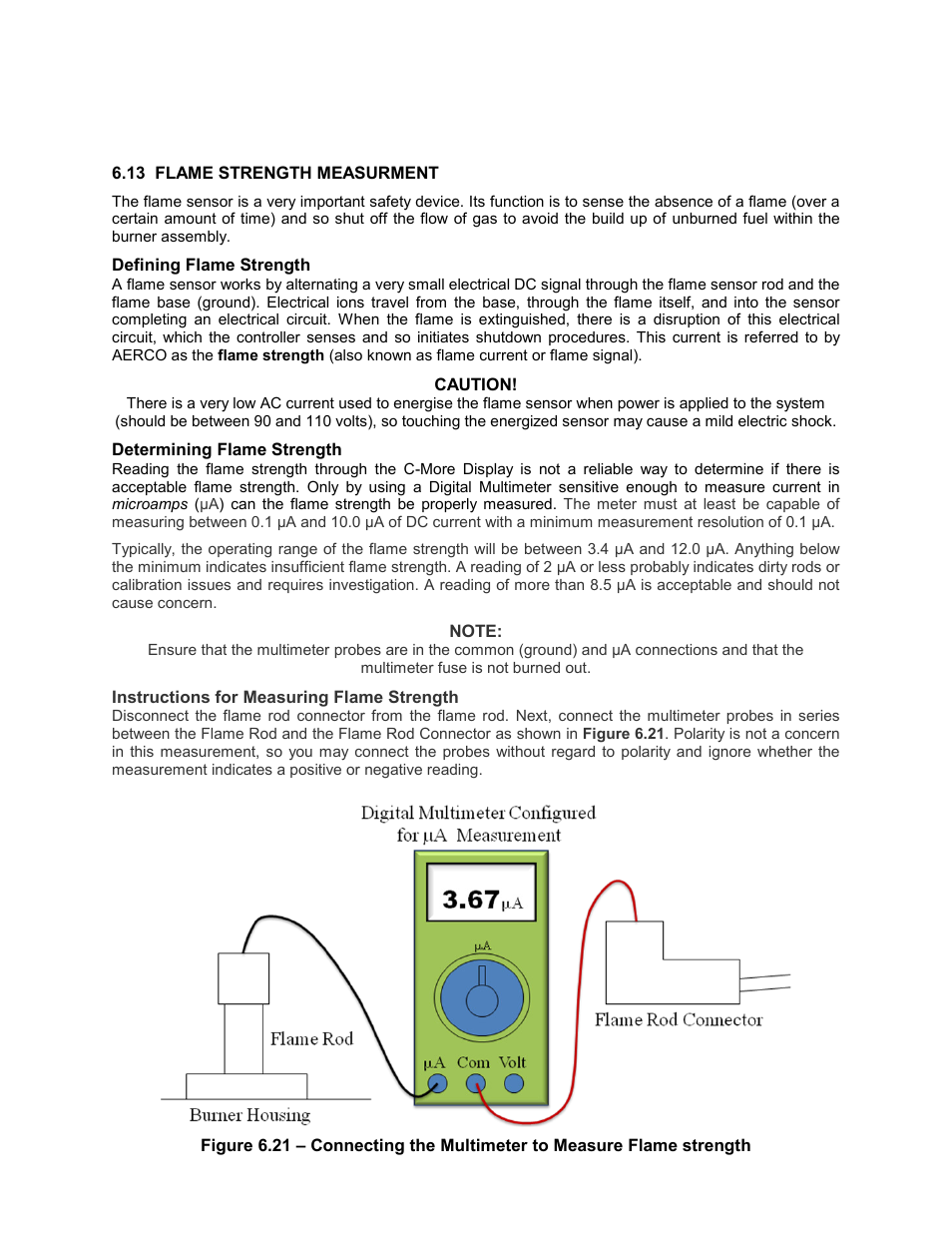 13 flame strength measurment | AERCO KC Series Equipped with C-More Controller for Massachusetts Only User Manual | Page 62 / 98