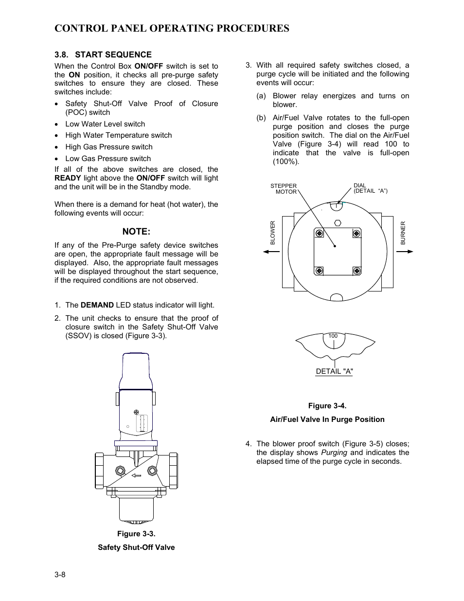 Start sequence, Control panel operating procedures | AERCO KC1000 Low NOx Water Heater July 2011 User Manual | Page 26 / 118
