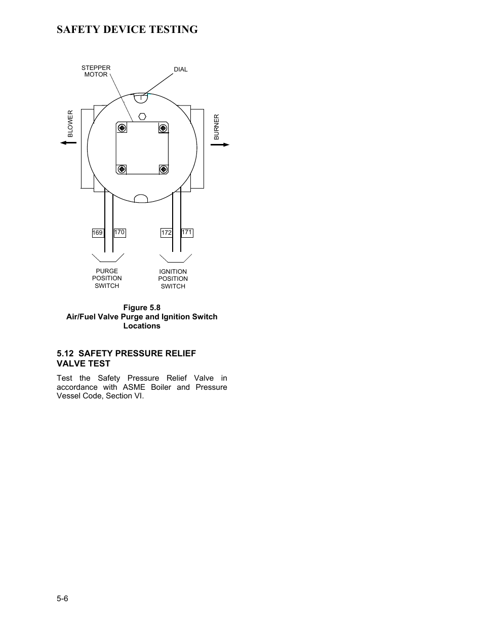 Figure 5.8, Air/fuel valve purge and ignition switch locations, 12 safety pressure relief valve test | Safety device testing | AERCO KC1000 Low NOx Water Heater July 2011 User Manual | Page 44 / 118