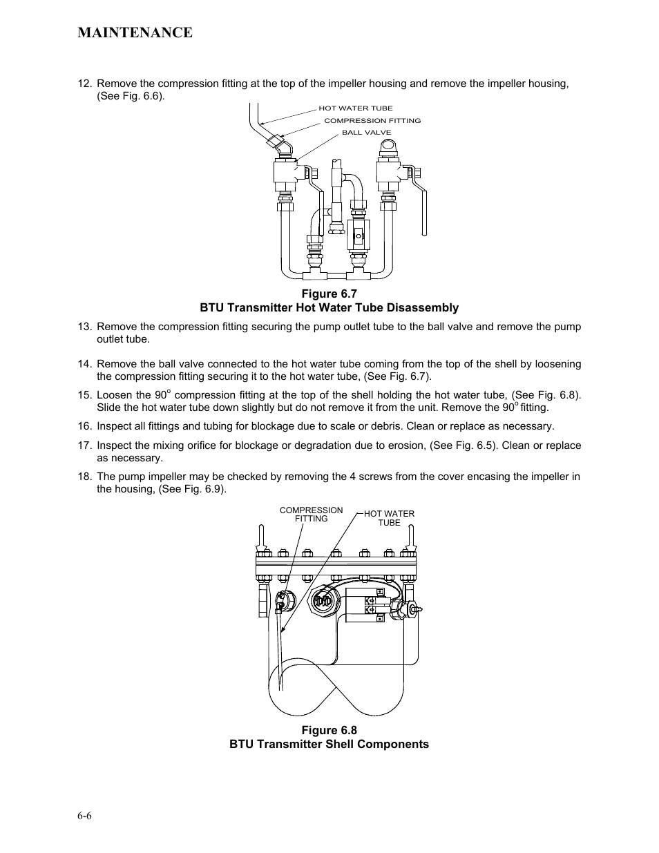Figure 6.7, Btu transmitter hot water tube disassembly, Figure 6.8 | Btu transmitter shell components, Maintenance | AERCO KC1000 Low NOx Water Heater July 2011 User Manual | Page 50 / 118
