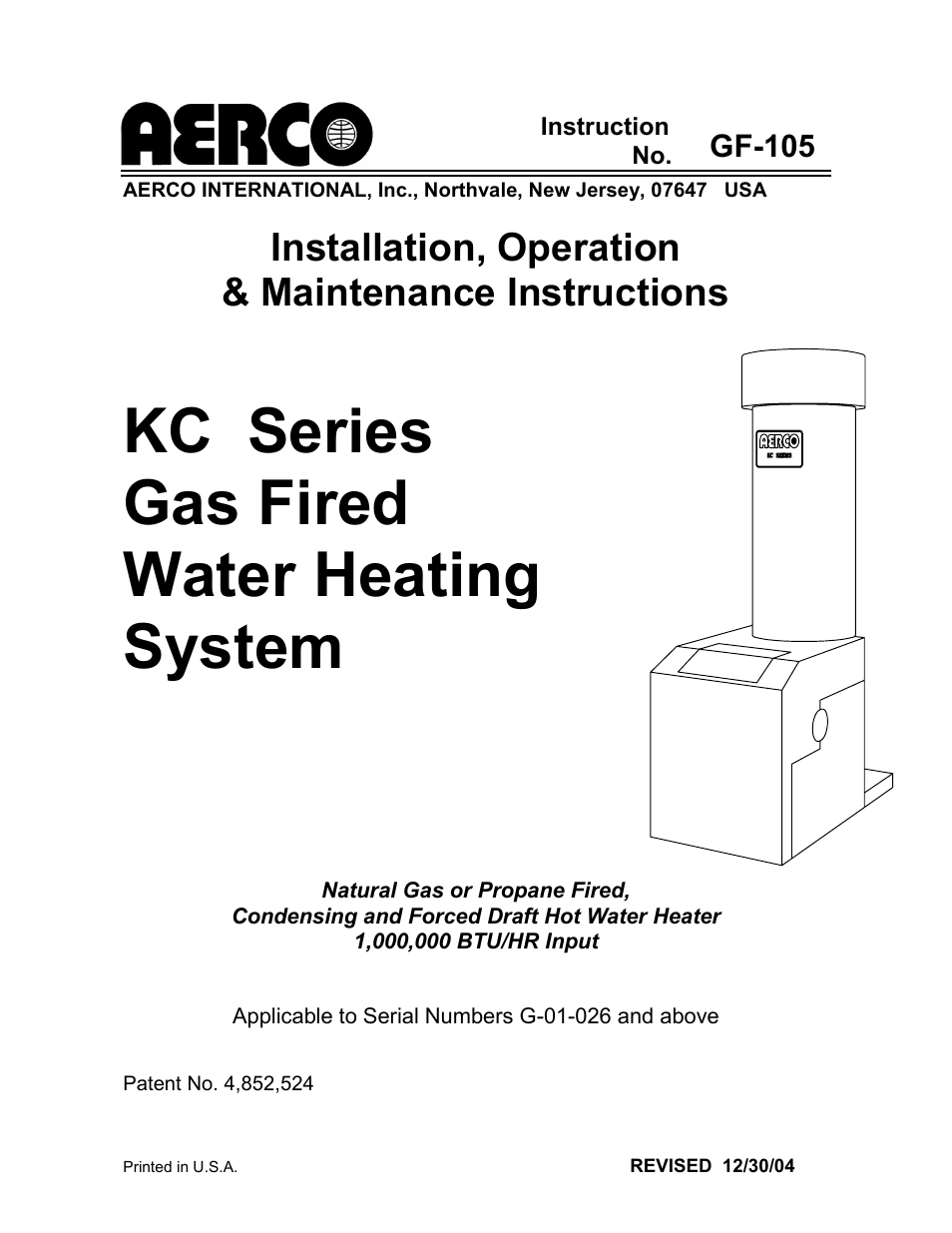 AERCO KC1000 Heater w/Mod-Box Controller User Manual | 84 pages