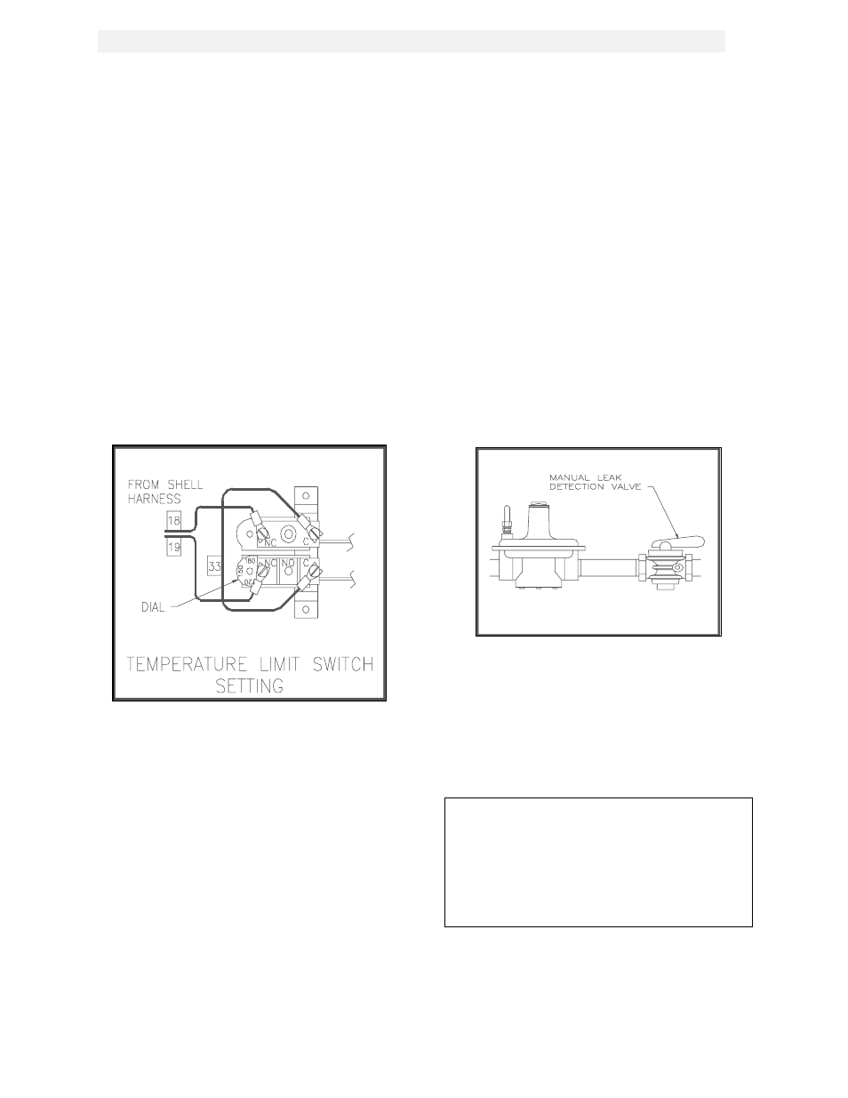 Figure 5.2, Temperature limit switch setting, Figure 5.3 | Manual leak detection valve, Safety device testing | AERCO KC1000 Heater w/Mod-Box Controller User Manual | Page 31 / 84
