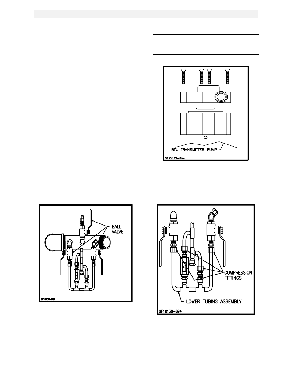 Figure 6.3, Ball valve locations, Figure 6.4 | Btu transmitter pump disassembly, Figure 6.5, Compression fitting locations, Maintenance | AERCO KC1000 Heater w/Mod-Box Controller User Manual | Page 36 / 84