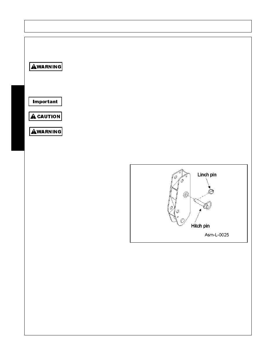 Dismounting loader and mounting loader to tractor, Dismounting loader, Locate tractor and loader on firm level ground | Assembly, Assembl y | Bush Hog 1145 User Manual | Page 36 / 100