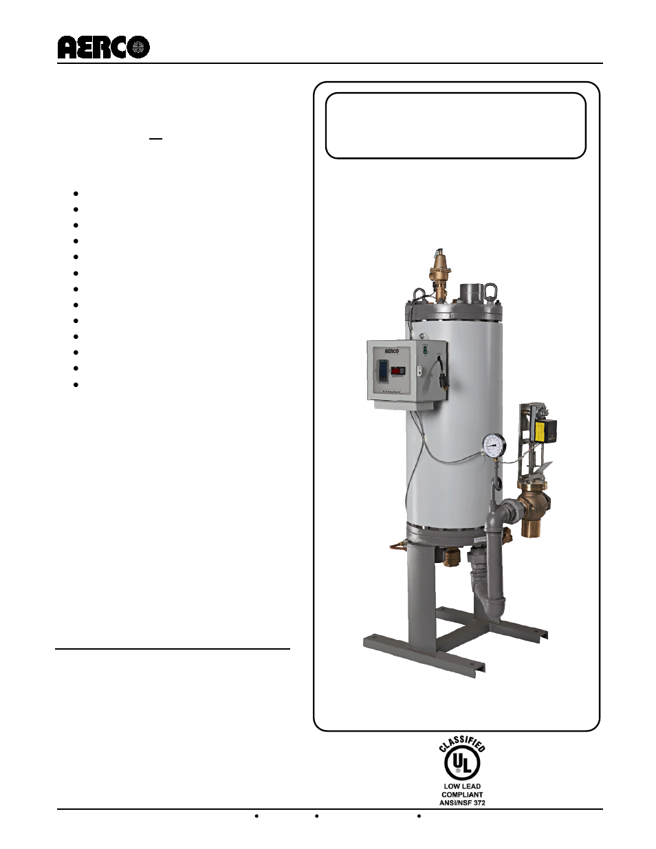 AERCO Packaged WaterWizard Steam-to-Water Heater User Manual | 50 pages